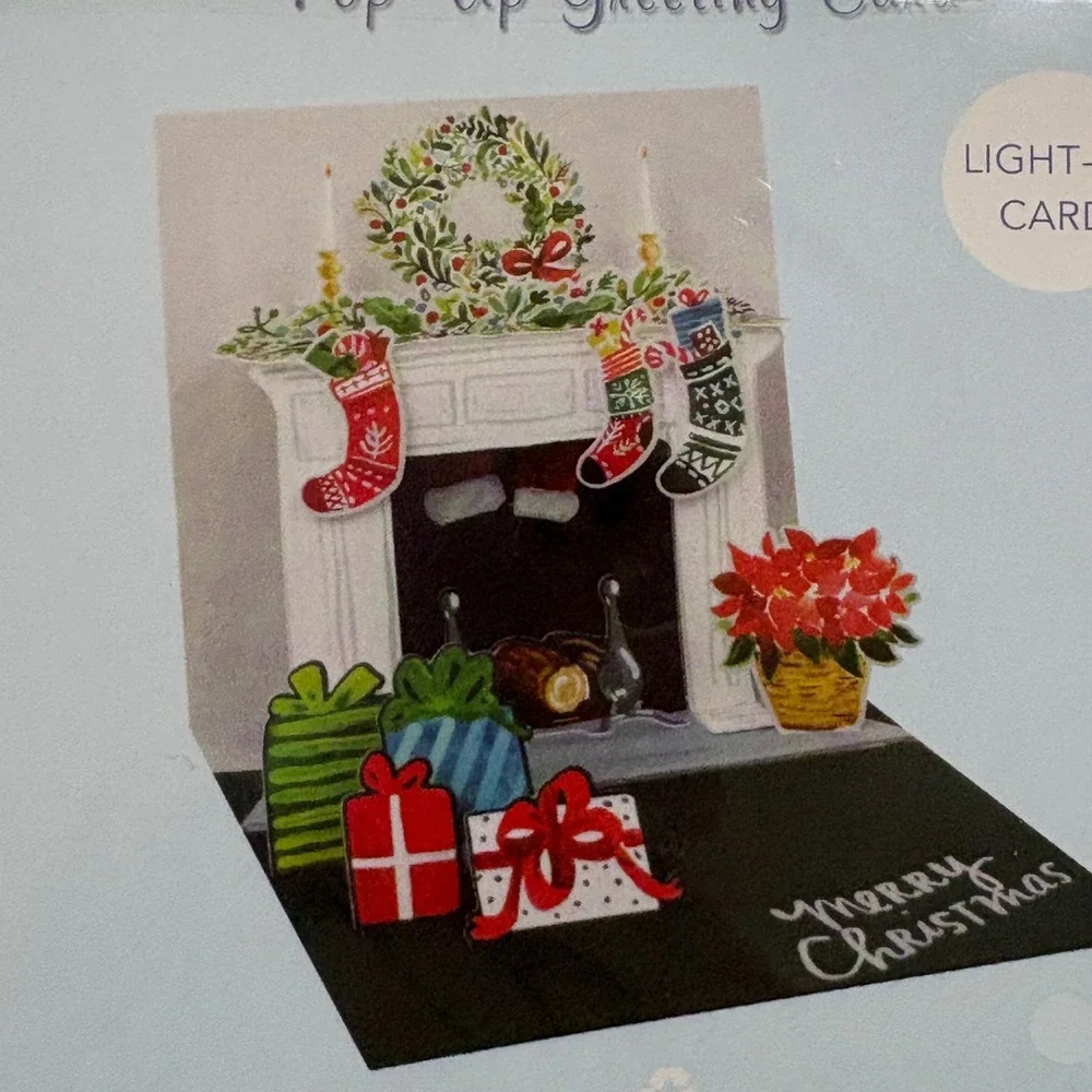 3 Christmas Winter Wreath Unicorn Pop Up Greeting Cards Holiday Mantel Snowflake